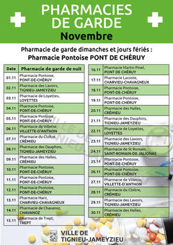 Pharmacies de garde Novembre